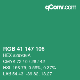 Color code: RGB 41 147 106 | qconv.com