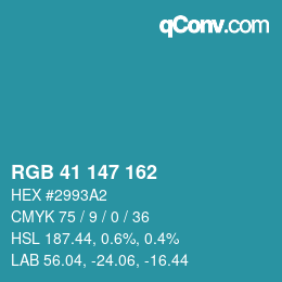 Color code: RGB 41 147 162 | qconv.com