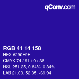 カラーコード: RGB 41 14 158 | qconv.com
