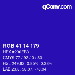 Color code: RGB 41 14 179 | qconv.com