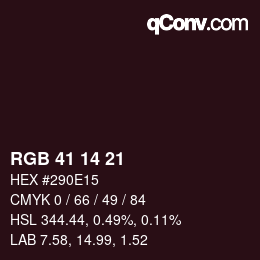 Color code: RGB 41 14 21 | qconv.com