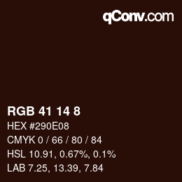 カラーコード: RGB 41 14 8 | qconv.com