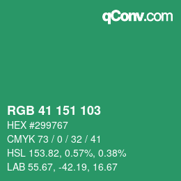 Color code: RGB 41 151 103 | qconv.com
