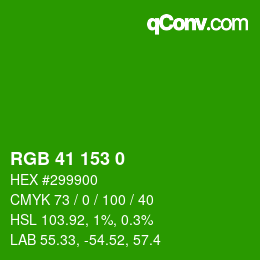 颜色代码: RGB 41 153 0 | qconv.com