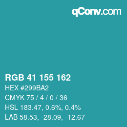 Color code: RGB 41 155 162 | qconv.com