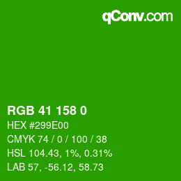 Color code: RGB 41 158 0 | qconv.com