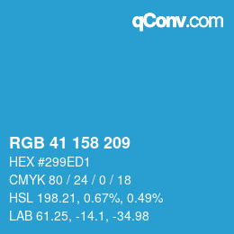 颜色代码: RGB 41 158 209 | qconv.com