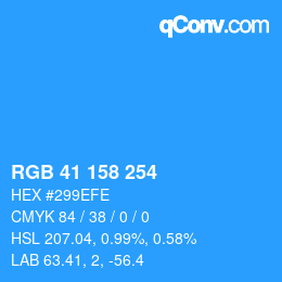 Color code: RGB 41 158 254 | qconv.com