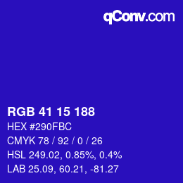 Color code: RGB 41 15 188 | qconv.com
