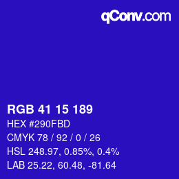 カラーコード: RGB 41 15 189 | qconv.com