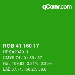 Color code: RGB 41 160 17 | qconv.com