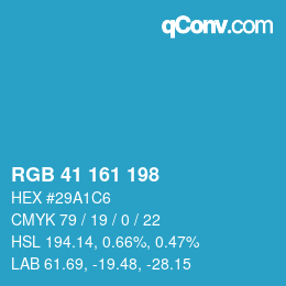 Color code: RGB 41 161 198 | qconv.com