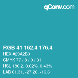 カラーコード: RGB 41 162.4 176.4 | qconv.com