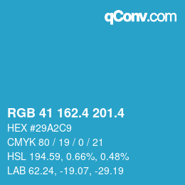カラーコード: RGB 41 162.4 201.4 | qconv.com