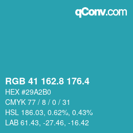 カラーコード: RGB 41 162.8 176.4 | qconv.com