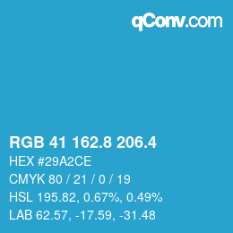 カラーコード: RGB 41 162.8 206.4 | qconv.com