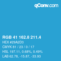 カラーコード: RGB 41 162.8 211.4 | qconv.com