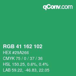 Color code: RGB 41 162 102 | qconv.com