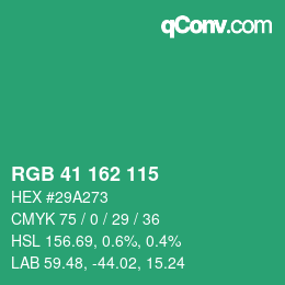 Color code: RGB 41 162 115 | qconv.com