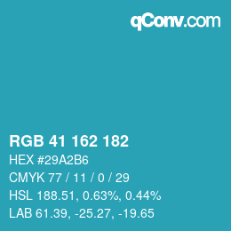 Farbcode: RGB 41 162 182 | qconv.com