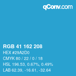 カラーコード: RGB 41 162 208 | qconv.com