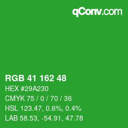 Color code: RGB 41 162 48 | qconv.com