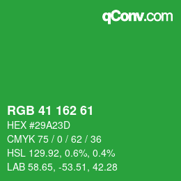 カラーコード: RGB 41 162 61 | qconv.com