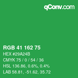 Color code: RGB 41 162 75 | qconv.com