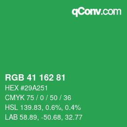 Color code: RGB 41 162 81 | qconv.com