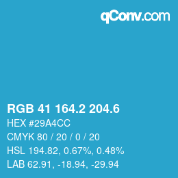 カラーコード: RGB 41 164.2 204.6 | qconv.com