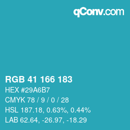 Color code: RGB 41 166 183 | qconv.com