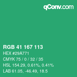 Color code: RGB 41 167 113 | qconv.com