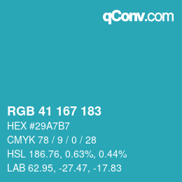 Color code: RGB 41 167 183 | qconv.com