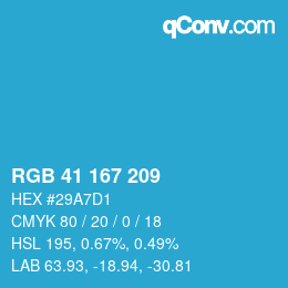 颜色代码: RGB 41 167 209 | qconv.com