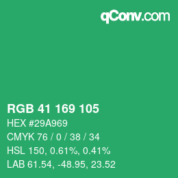 カラーコード: RGB 41 169 105 | qconv.com
