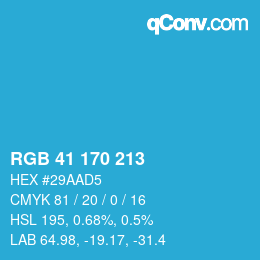 Color code: RGB 41 170 213 | qconv.com