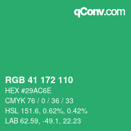 Color code: RGB 41 172 110 | qconv.com