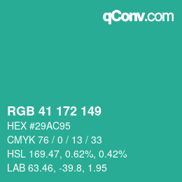 Color code: RGB 41 172 149 | qconv.com