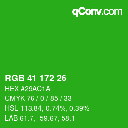 Color code: RGB 41 172 26 | qconv.com