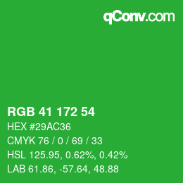 Color code: RGB 41 172 54 | qconv.com