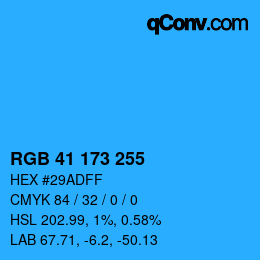 Color code: RGB 41 173 255 | qconv.com