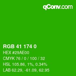 Color code: RGB 41 174 0 | qconv.com