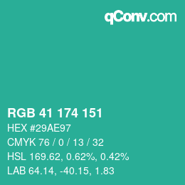 Color code: RGB 41 174 151 | qconv.com