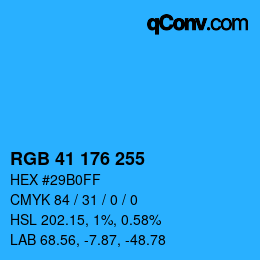Color code: RGB 41 176 255 | qconv.com