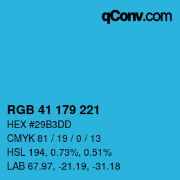 Color code: RGB 41 179 221 | qconv.com