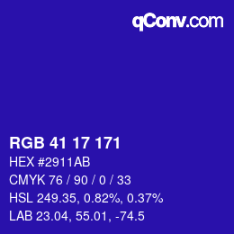 Color code: RGB 41 17 171 | qconv.com