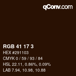 Color code: RGB 41 17 3 | qconv.com