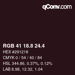カラーコード: RGB 41 18.8 24.4 | qconv.com