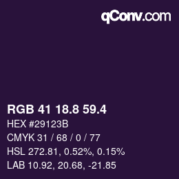 カラーコード: RGB 41 18.8 59.4 | qconv.com