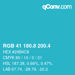 カラーコード: RGB 41 180.8 200.4 | qconv.com
